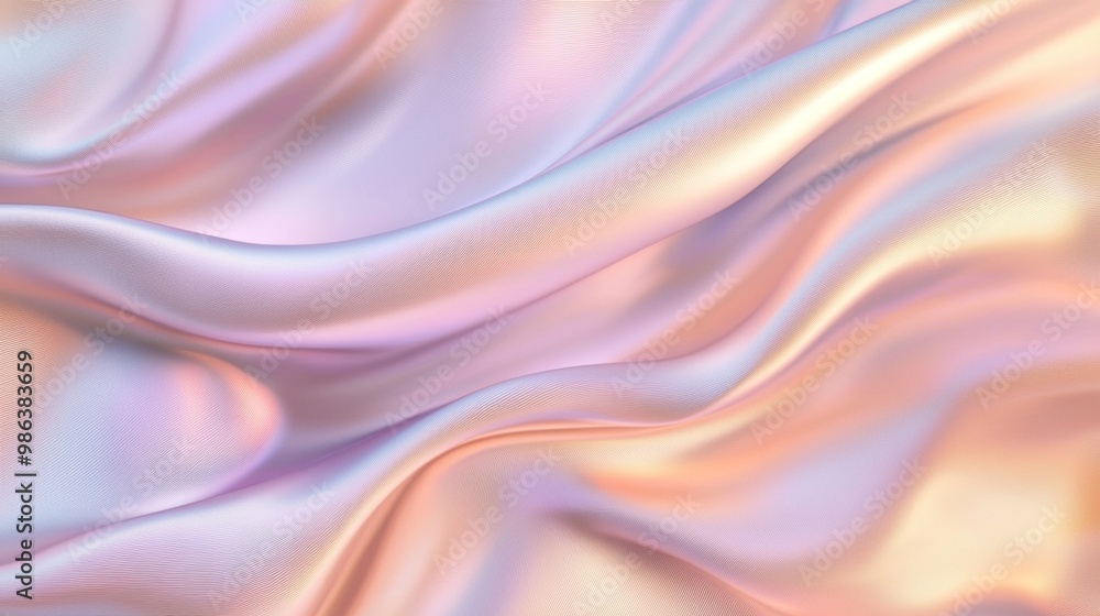 Poster smooth, shiny fabric with gentle folds is rippling and creating an abstract pattern. the delicate, p