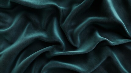 Fototapeta premium Luxurious teal green velvet fabric with flowing waves, perfect for elegance in fashion, textile, or design projects. Ideal for sophisticated and romantic atmosphere