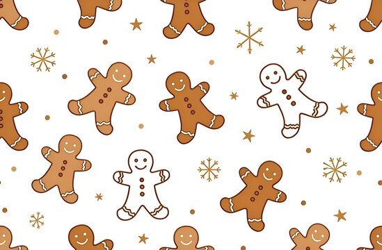 Seamless pattern with gingerbread man background, textile and paper pattern, holiday background, pattern, banner, Christmas decoration, New Year, nice, AI art work