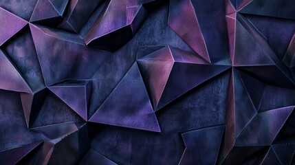 Naklejka premium Mesmerizing dark purple low poly triangles creating a sleek abstract background. Blending geometric patterns seamlessly for a futuristic digital art piece perfect for creative projects like websites