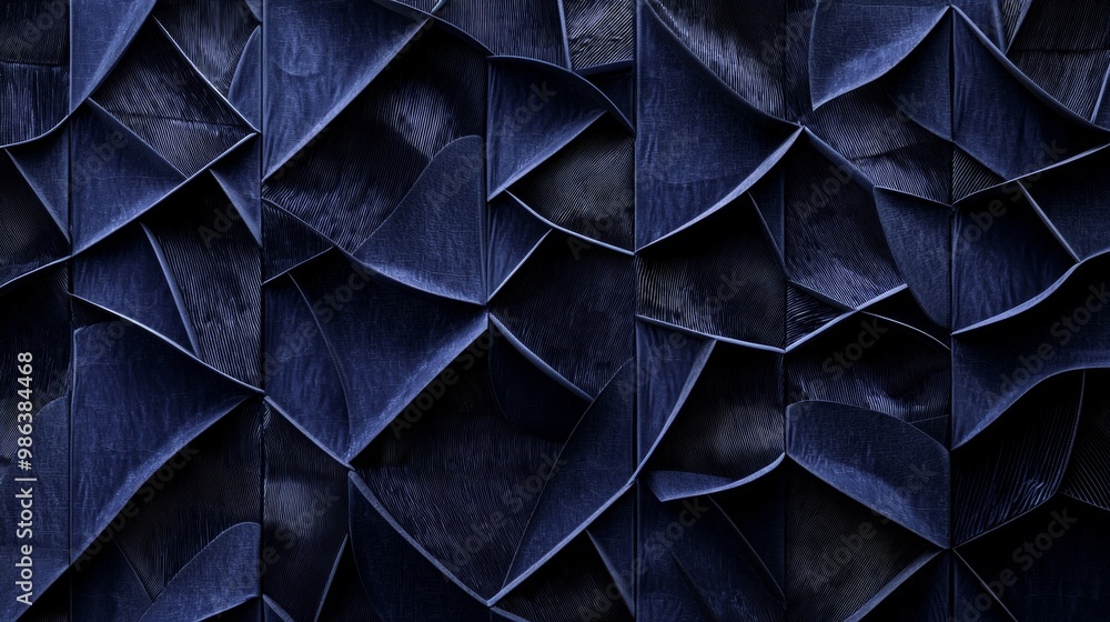 Poster abstract textured background featuring a repeating geometric pattern of dark blue shapes, creating a