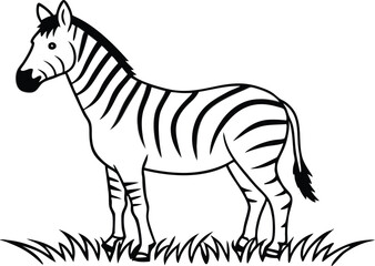 Detailed Vector Art of a Zebra in a Vibrant Green Field
