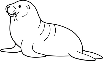 Resting Seal in Natural Habitat Vector Illustration of Ocean Tranquility





