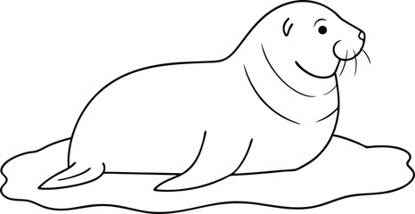 Tranquil Seal Nap Vector Art Capturing the Calm of Coastal Wildlife
