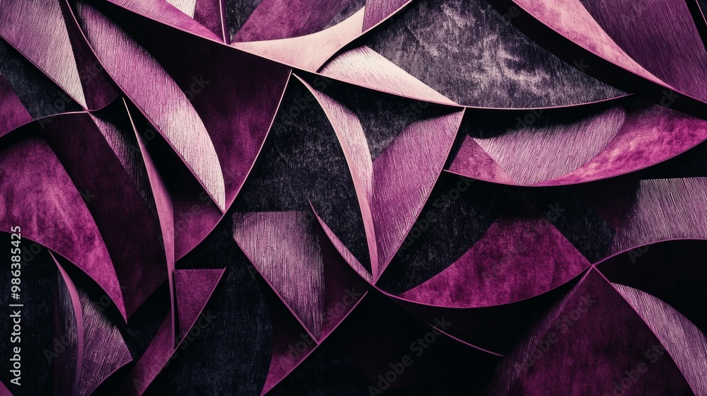 Poster captivating purple shapes with depth and complexity, perfect for modern projects