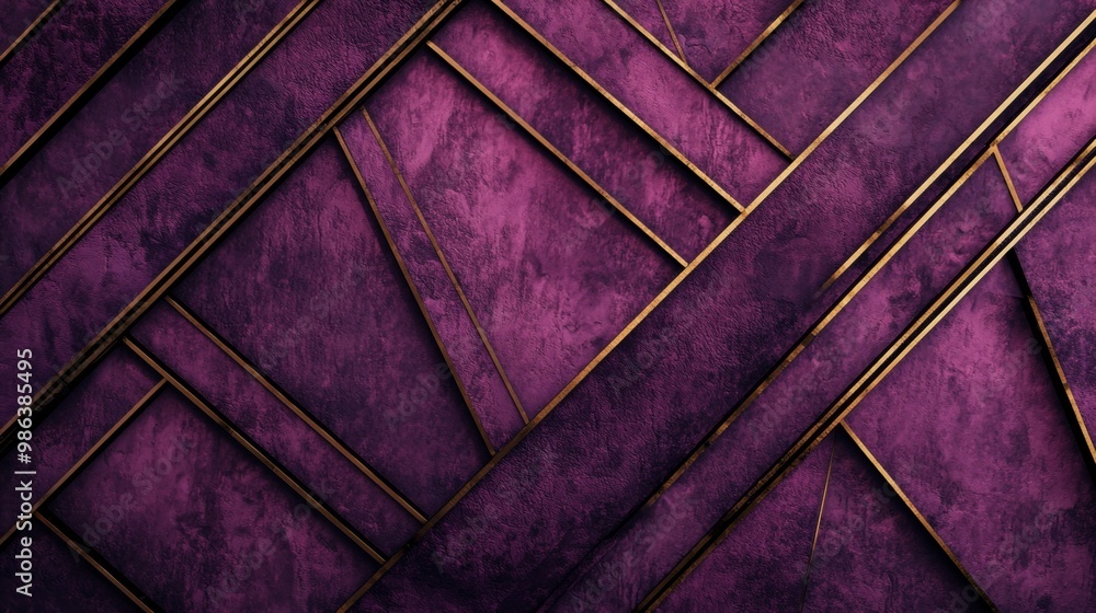 Aufkleber purple textured background with intersecting gold lines forming geometric shapes, creating a luxurio