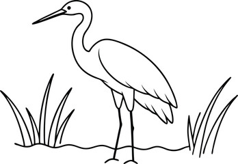 Graceful Stork in Lush Wetland Vector Design
