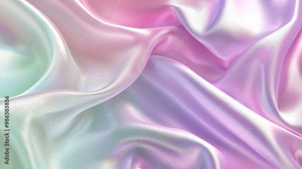 Poster smooth elegant iridescent silk fabric forming an abstract background with copy space. the material i