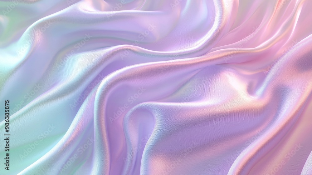 Poster smooth elegant holographic iridescent cloth fabric flowing and waving with a shiny surface. great fo