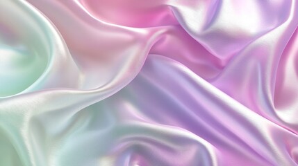 Obraz premium Smooth elegant iridescent silk fabric forming an abstract background with copy space. The material is flowing and forming soft folds