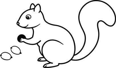 Acorn Harvest Vector Illustration Squirrel in Action
