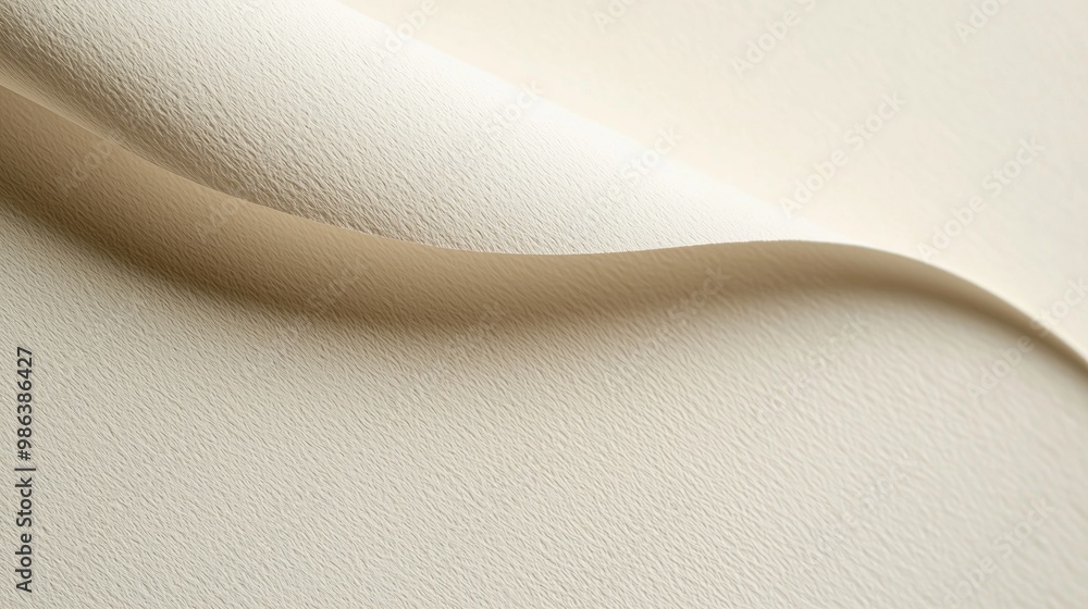 Poster abstract background with a curved, elegant shape created by a sheet of beige textured paper. the del