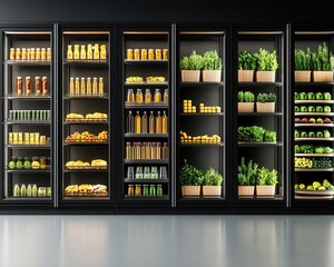 Food warehouse with high-tech refrigeration systems keeping perishables fresh and neatly arranged
