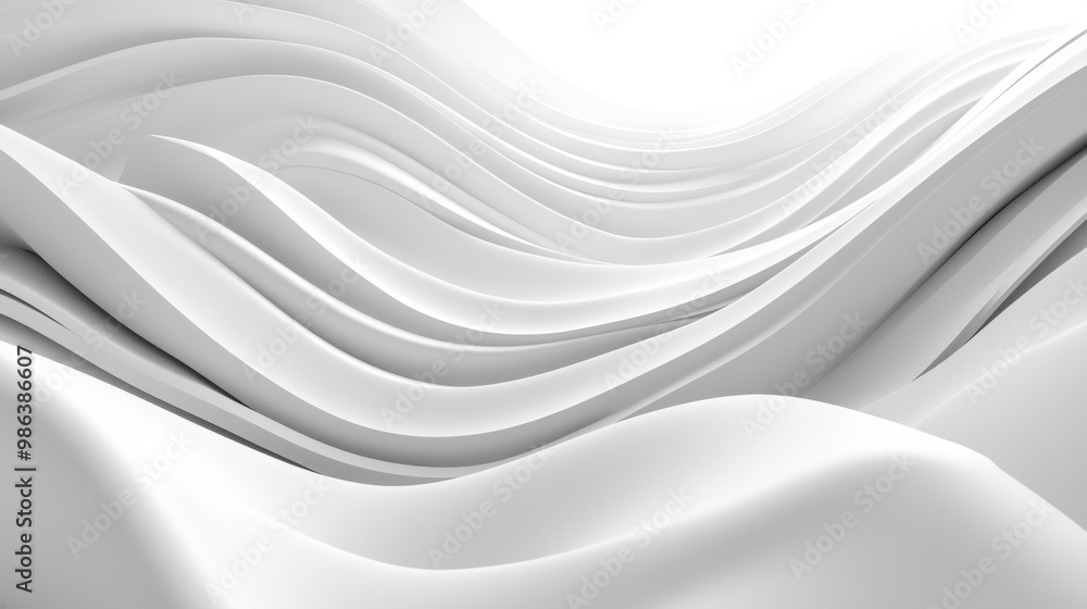 Poster modern elegant white background with smooth lines creating a wave effect, perfect for conveying conc