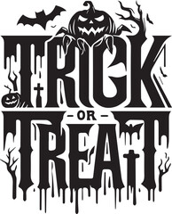 Trick or treat Halloween typography design silhouette vector illustration isolated on a white background