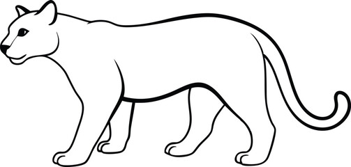 Silent Hunter Vector Illustration Capturing a Puma's Cunning
