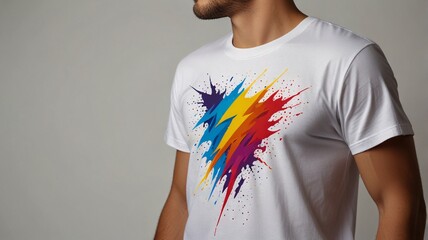 T-shirt design colorful thunder cotton, soft and comfortable, exotic, modern, bright, good looking, nice to use.