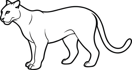 Stealthy Prowler Vector Art of a Puma in Shadowy Wilderness
