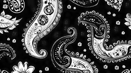 Black and white paisley pattern. Paisley. Illustration
