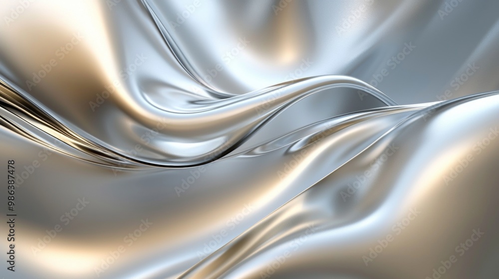 Aufkleber mesmerizing silver surface with flowing waves and ripples, creating a modern and futuristic design. 