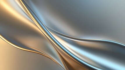Obraz premium 3d rendered abstract background featuring a smooth silver and gold liquid shape flowing and swirling. The image evokes a sense of elegance, fluidity, and modern design