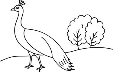 Elegant Peacock Wandering Through Floral Paradise Vector Design
