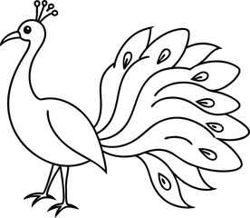 Peacock Gliding Through a Serene Garden Vector Artwork