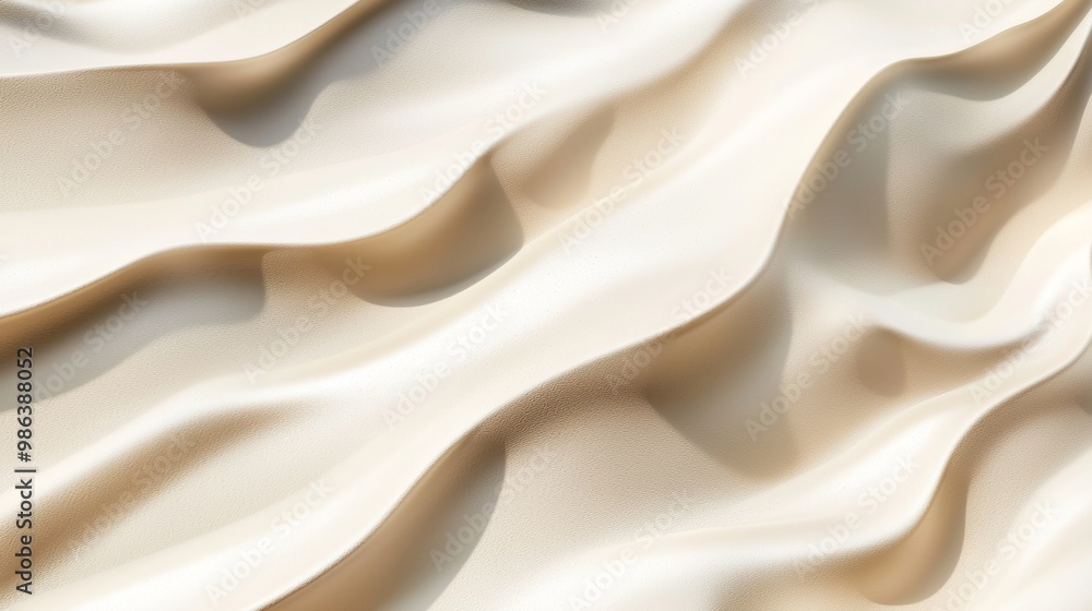 Poster beige leather texture background with wavy pattern forming elegant and soft shapes, perfect for use 