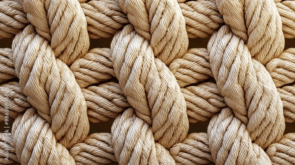 Poster thick strands of hemp rope are woven together creating a repeating pattern of knots. this tightly bo