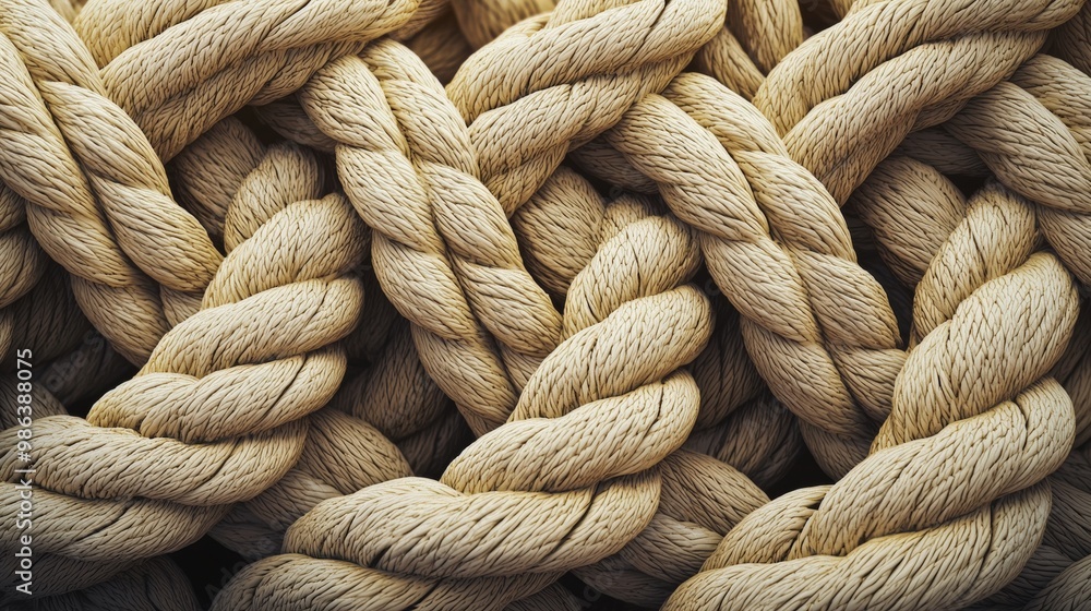 Poster tightly interwoven, this arrangement of hemp rope creates a captivating visual with its intricate pa