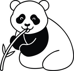 Playful Panda Munching Bamboo in a Vibrant Vector World
