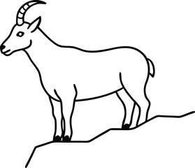 Fearless Goat Balancing on Cliff Vector Design
