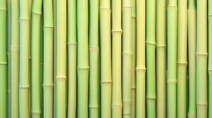 Fototapeta premium Tightly packed, vibrant green bamboo stalks create a natural and visually appealing background texture. The image evokes a sense of tranquility and peace