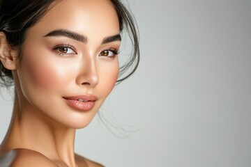 Naklejka premium A woman with a nice smile and a well-done makeup