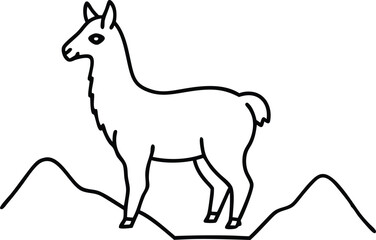 Llama Majesty Vector Illustration on a Mountain Peak
