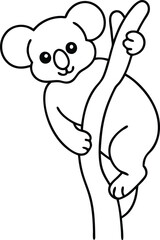 Cozy Koala Scaling Eucalyptus Tree in Vibrant Vector Style
