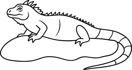 Colorful Iguana Lounging on a Rock Vector Graphic
