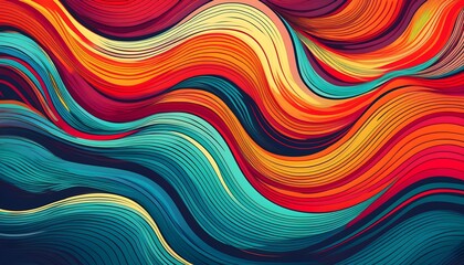 Fototapeta premium Retro wave pattern with bold contrasting colors