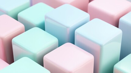 Obraz premium Arranged pink and blue cubes in a grid pattern reflect light, creating a modern aesthetic