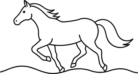 Majestic Horse Galloping Freely in a Vibrant Field Vector Illustration
