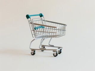 A shopping cart is sitting on a white background