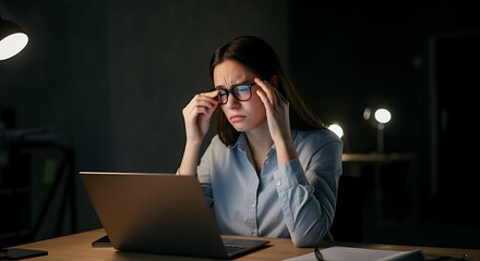 Burnout at the Desk. Stressed and exhausted working woman.