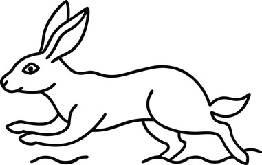 Whimsical Vector Hare Sprinting Through Sunlit Grass
