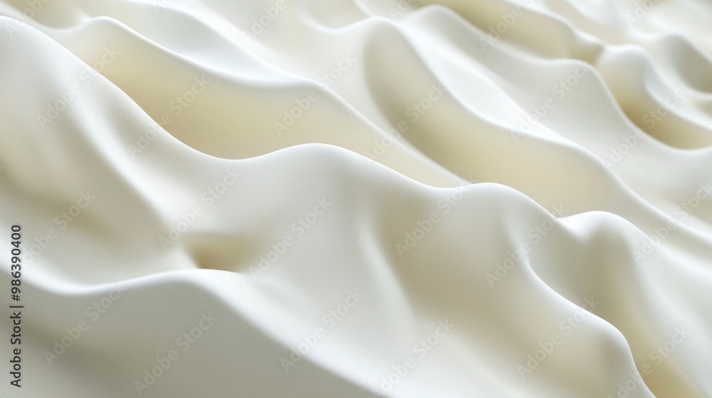 Poster flowing white satin fabric with soft waves and elegant texture, perfect for adding sophistication to