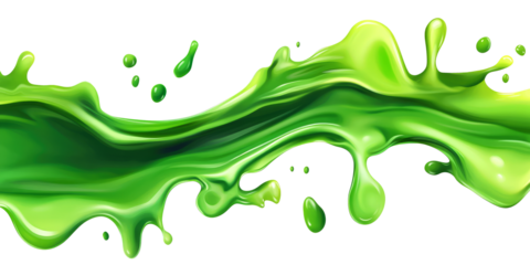 Realistic green juice liquid splash , isolated Png, transparent without background.