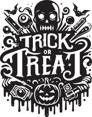 Trick or treat Halloween typography design silhouette vector illustration isolated on a white background