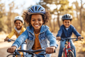 Obraz premium Black Family On Bikes