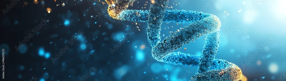 Poster d rendering of dna structure blue and gold abstract science background