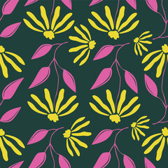 pattern, seamless, wallpaper, vector, vintage, texture, flower, illustration, design, floral, art, decoration, ornament, paper, decor, pink, damask, retro, tile, style, color, leaf, old, brown, 