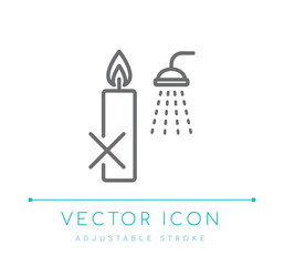 Do Not Use While Bathing Candle Line Icon